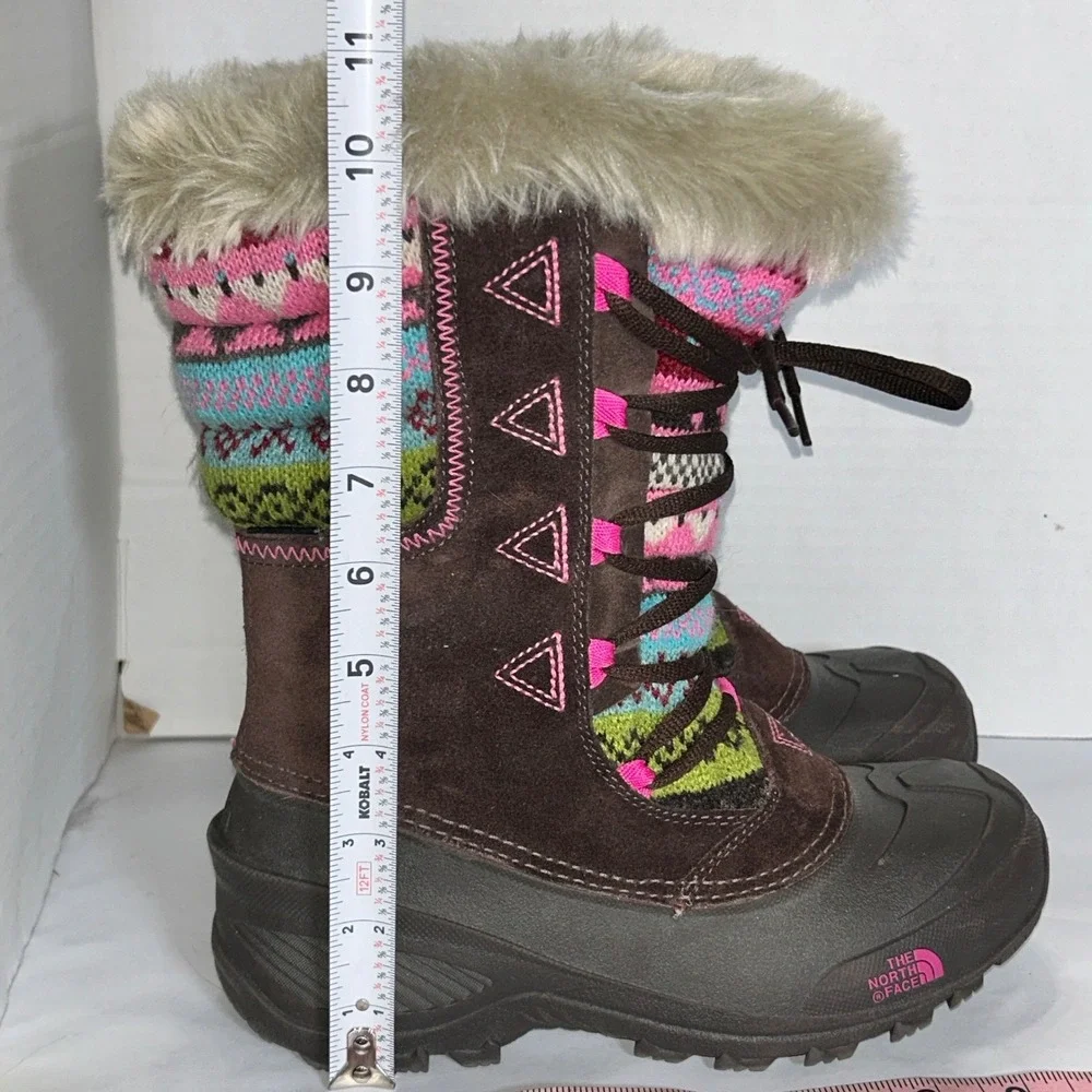 The North Face NWOT Girls Shellista Lace Suede Faux fur Nordic Knit Boots